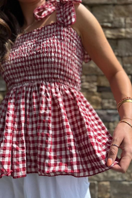 Nonni Gingham Bandeau Cami Sangria